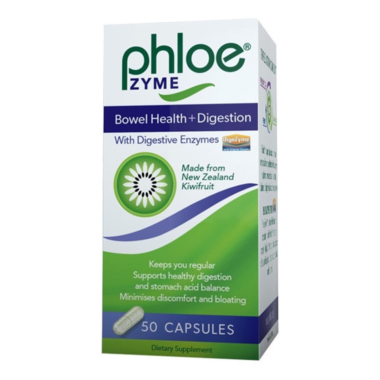 Phloe Zyme Bowel Health+Digestion 50 Capsules, Kiwifruit