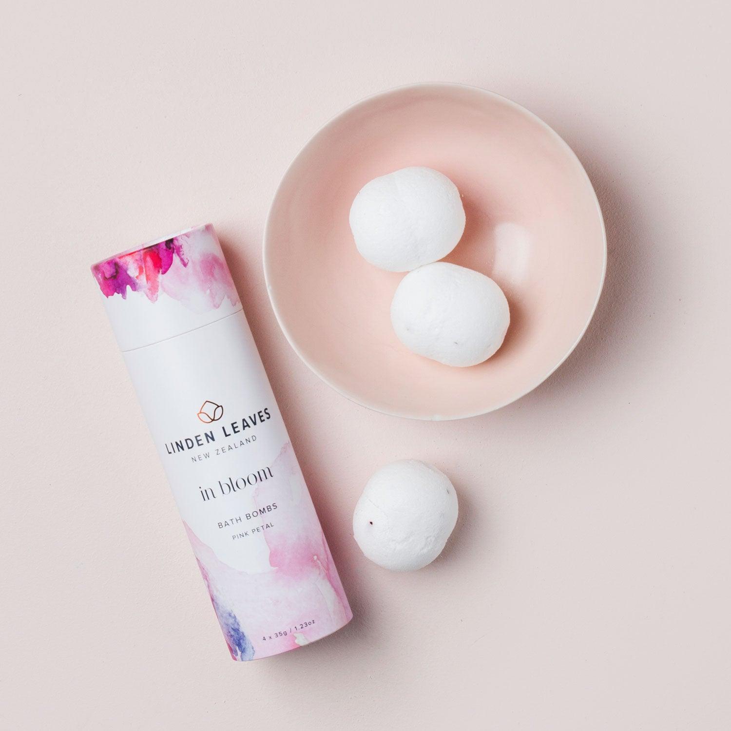 Linden Leaves Pink Petal Bath Bombs - 4 x 35g.