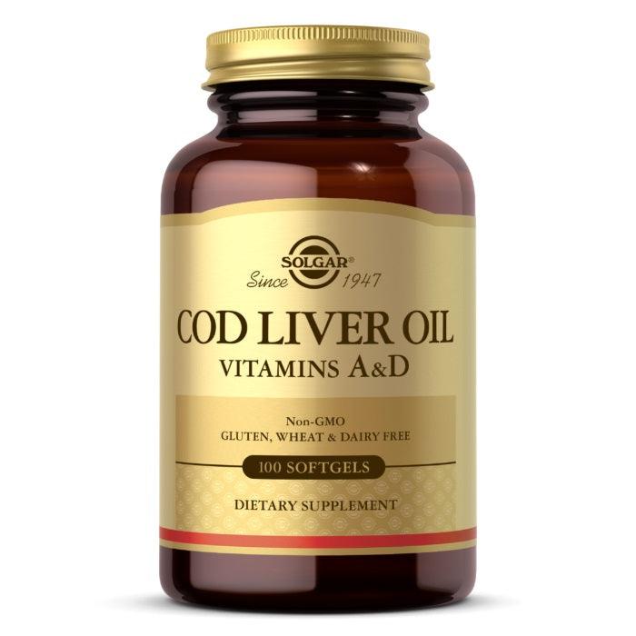 Solgar Cod Liver Oil 100 Softgels (Vitamin A & D Supplement).