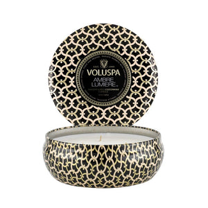 VOLUSPA Ambre Lumiere 3 Wick Tin Candle - 40 Hours.