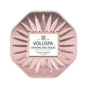VOLUSPA Sparkling Rose 3 Wick Octagonal Tin Candle.