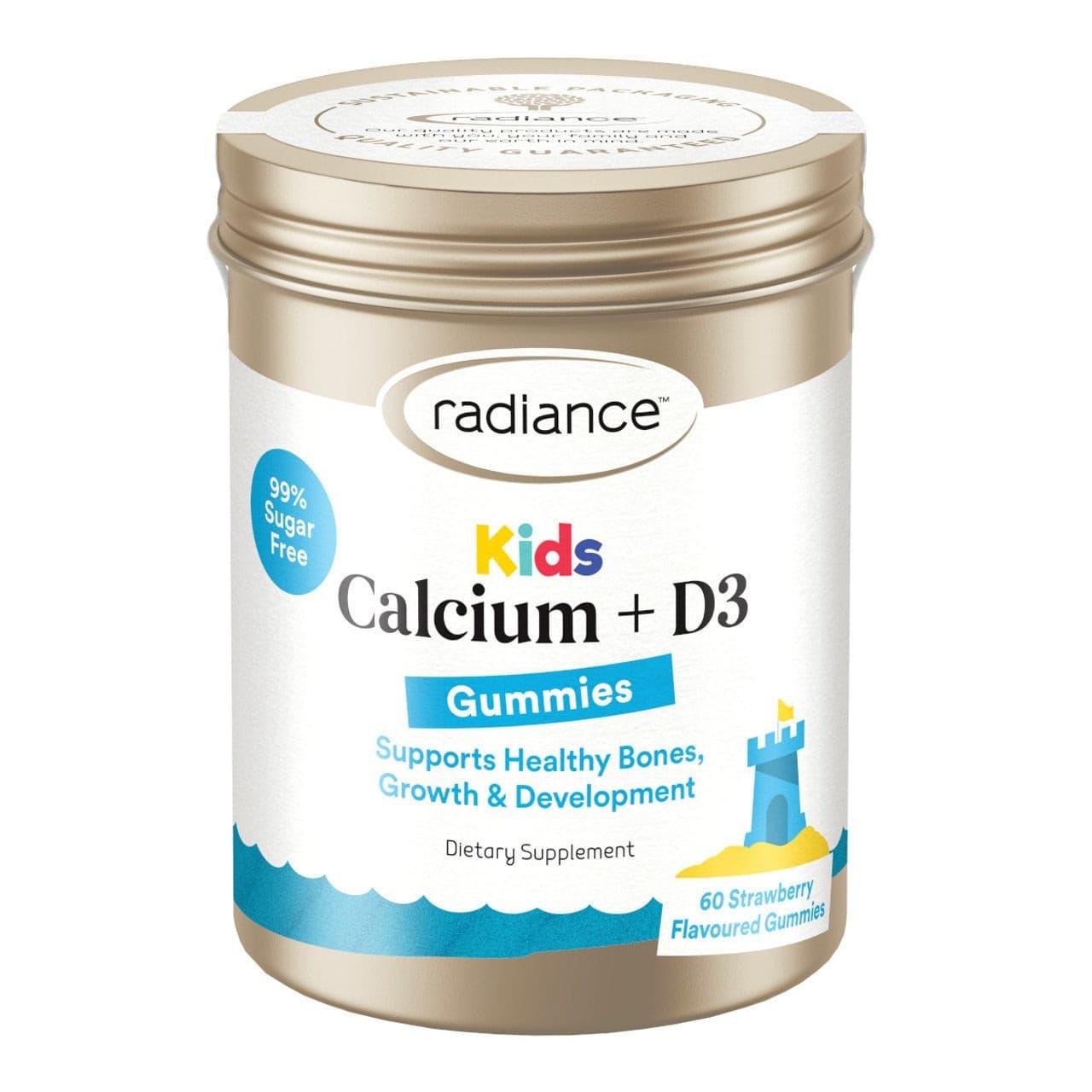 Radiance Kids Calcium + D3 60 Gummies, Calcium