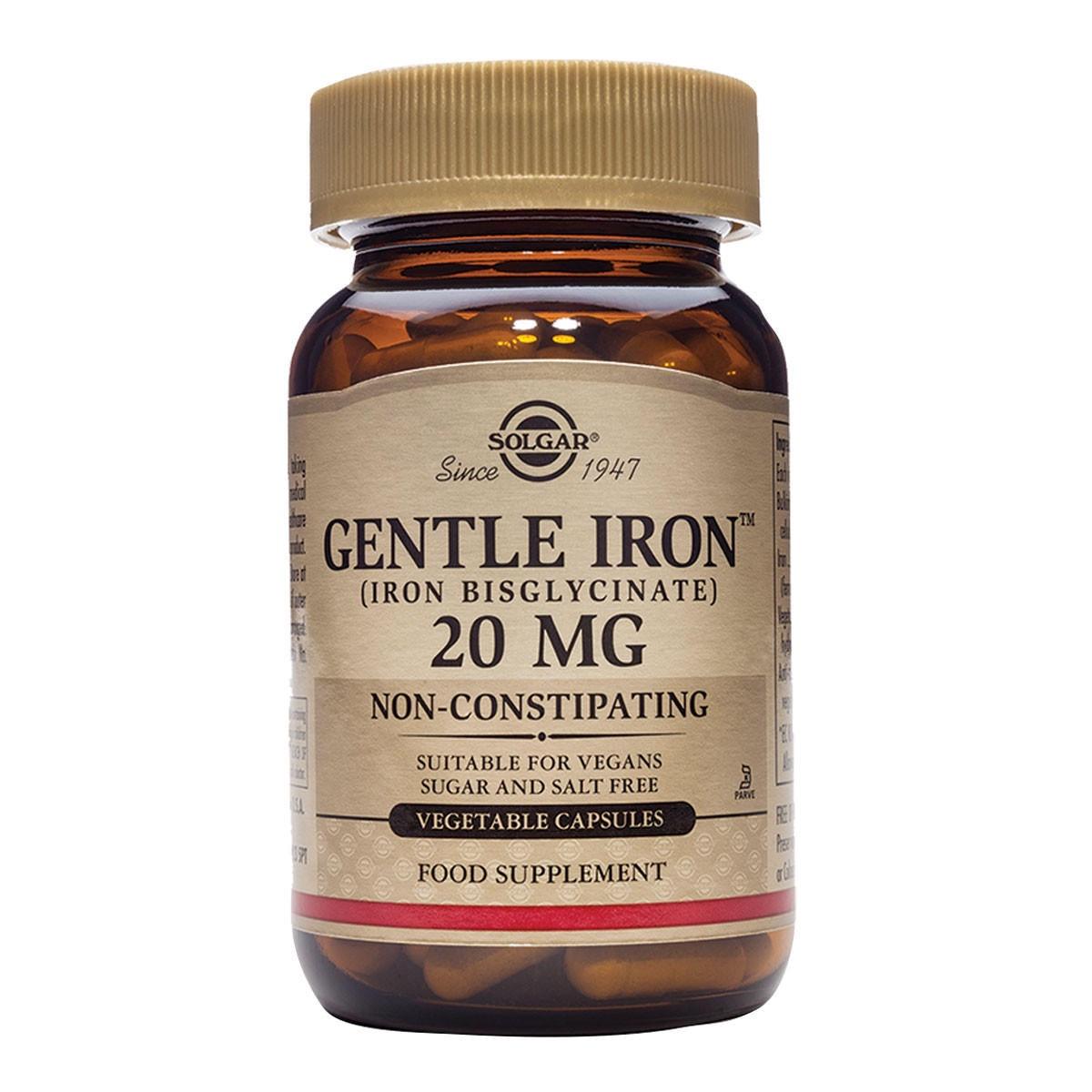 Solgar Gentle Iron 20mg 30 Vege Capsules, Iron