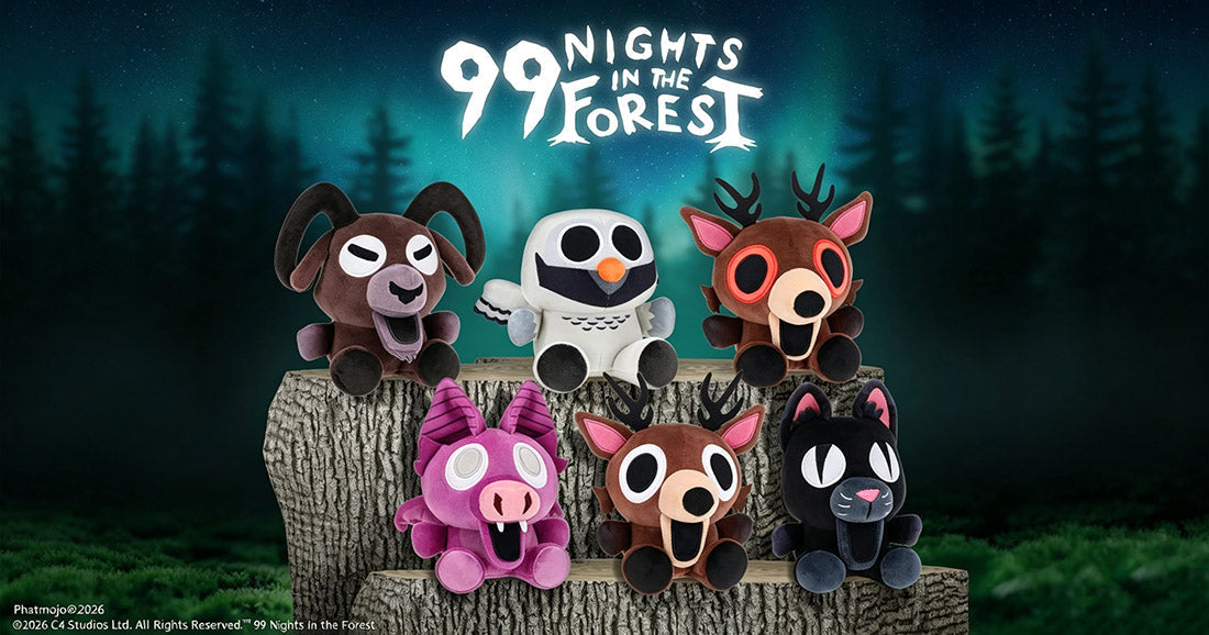 Six plush toys from 99 Nights in the Forest Mystery Collectible Plush Blind Box featuring various forest creatures.
