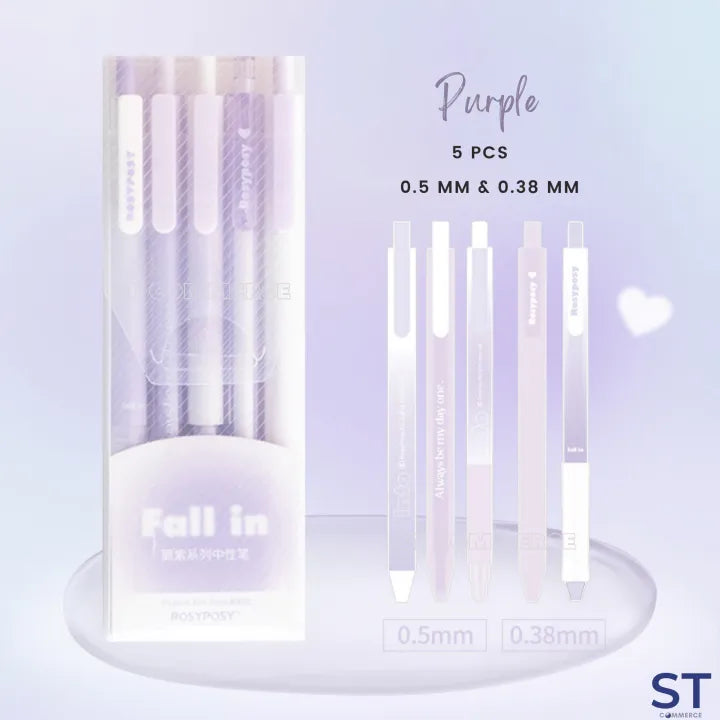 RosyPosy "Fall in" Collection Soft Gradient Gel Pen Set (0.5mm & 0.38mm, 5 pcs/box), image 6
