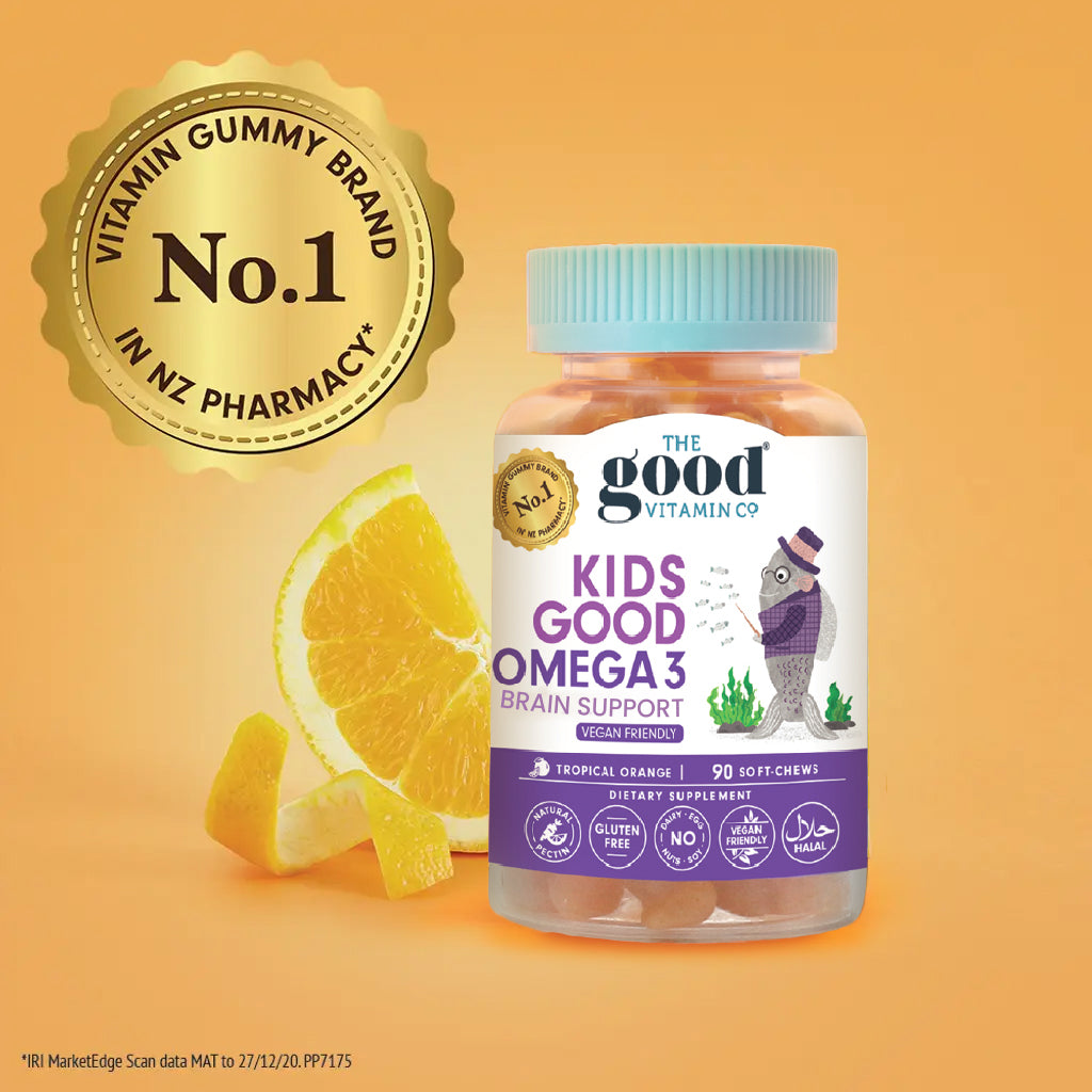 The Good Vitamin CO. Kids Good Omega 3 Brain Boost 90 Soft-Chews, Fish Oil, OCARE NZ