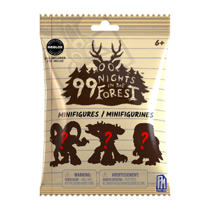 99 Nights in the Forest Mystery Mini Figure Blind Bag packaging featuring silhouettes of mini figures.
