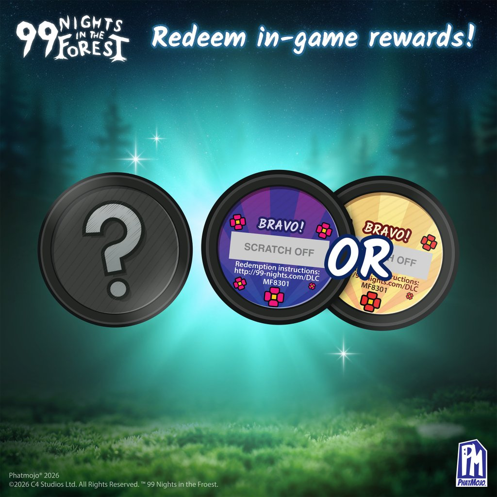 99 Nights in the Forest Mystery Mini Figure Blind Bag redeem in-game rewards scratch-off tokens
