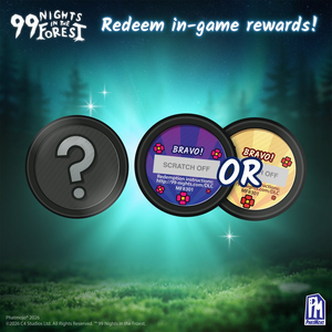 99 Nights in the Forest Mystery Mini Figure Blind Bag redeem in-game rewards scratch-off tokens