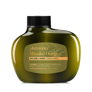 Antipodes Manuka Orange Volume & Shine Conditioner bottle on a white background