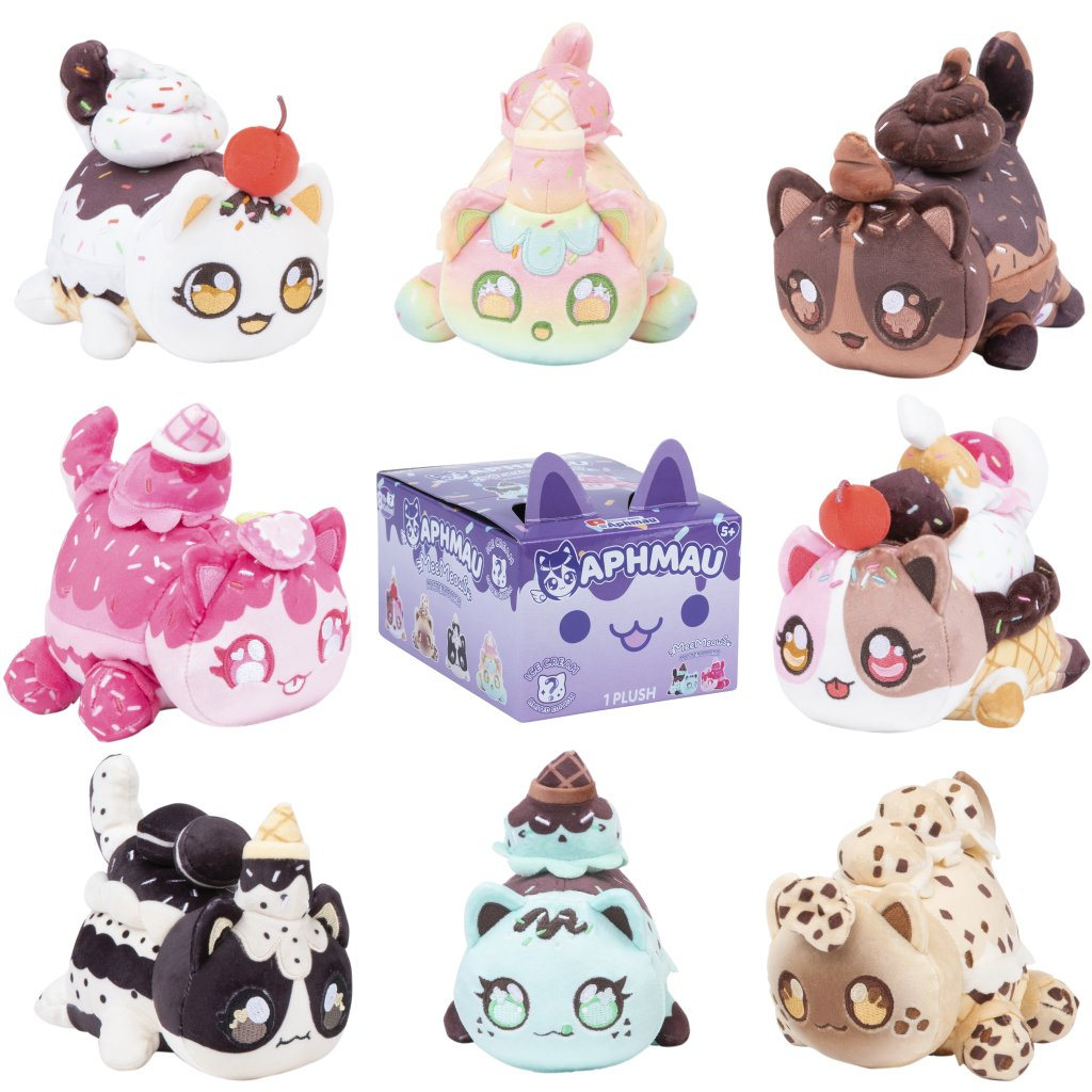 Aphmau Mystery MeeMeows Ice Cream Series Plush Blind Box with adorable cat-themed plush toys.