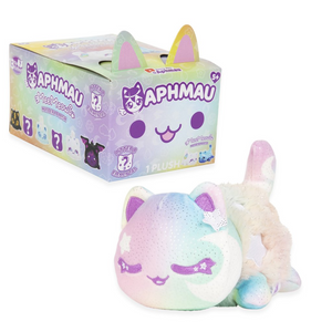 Aphmau Mystery Meemeows Series 8 Elemental Plush Blind Box featuring a colorful plush toy and its packaging.