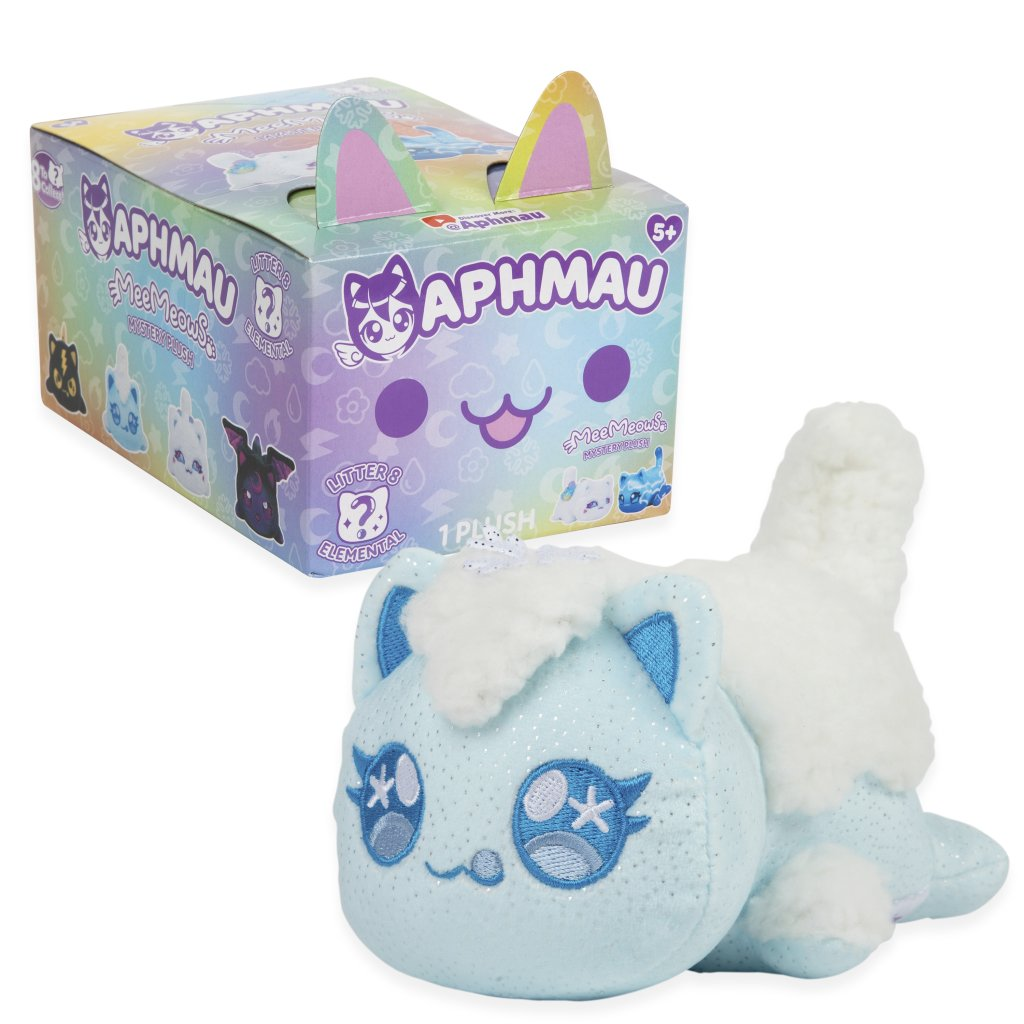 Aphmau Mystery Meemeows Series 8 Elemental Plush Blind Box featuring a cute plush and colorful packaging.