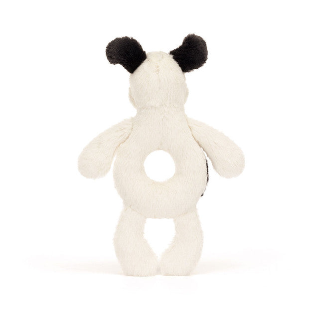 Jellycat Bashful Black & Cream Puppy Ring Rattle