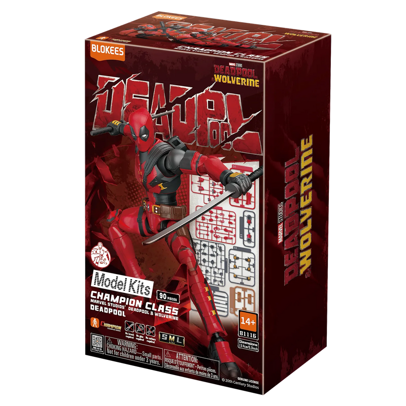 Blokees Marvel Infinity SAGA - Deadpool Champion Class Model Kit packaging, featuring buildable Deadpool figure.