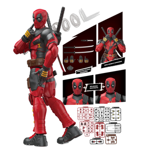Blokees Marvel Infinity SAGA - Deadpool Champion Class Model Kit showcasing detailed features and accessories.