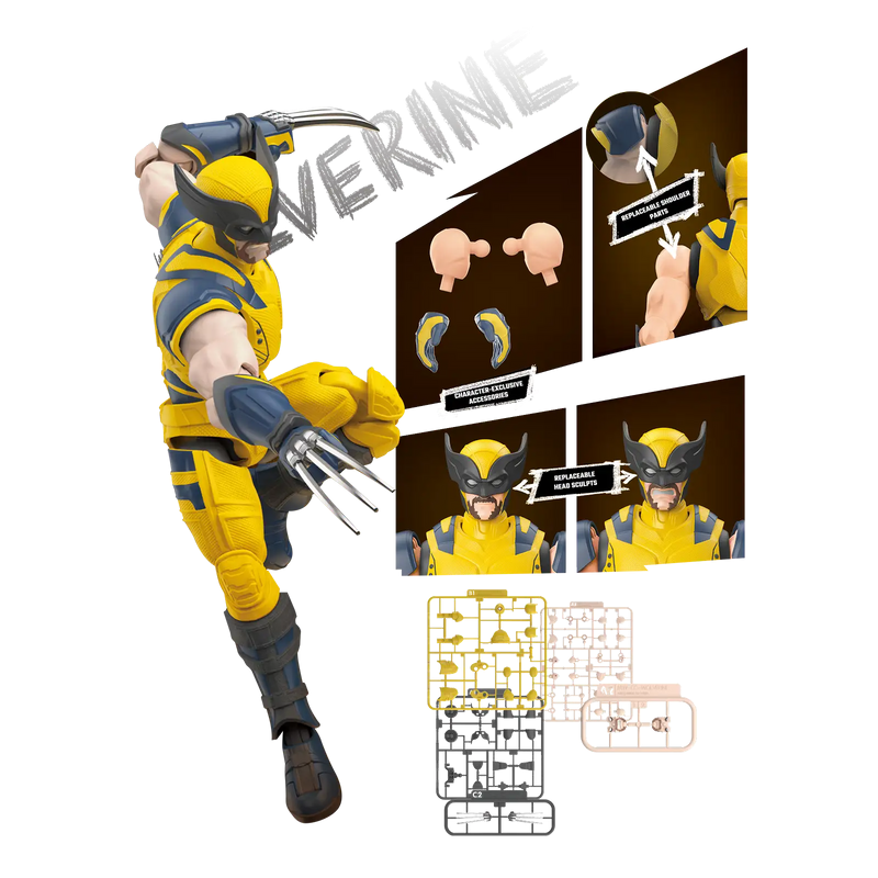 Blokees Marvel Infinity SAGA - Wolverine Champion Class Model Kit featuring a dynamic Wolverine pose with articulation details.