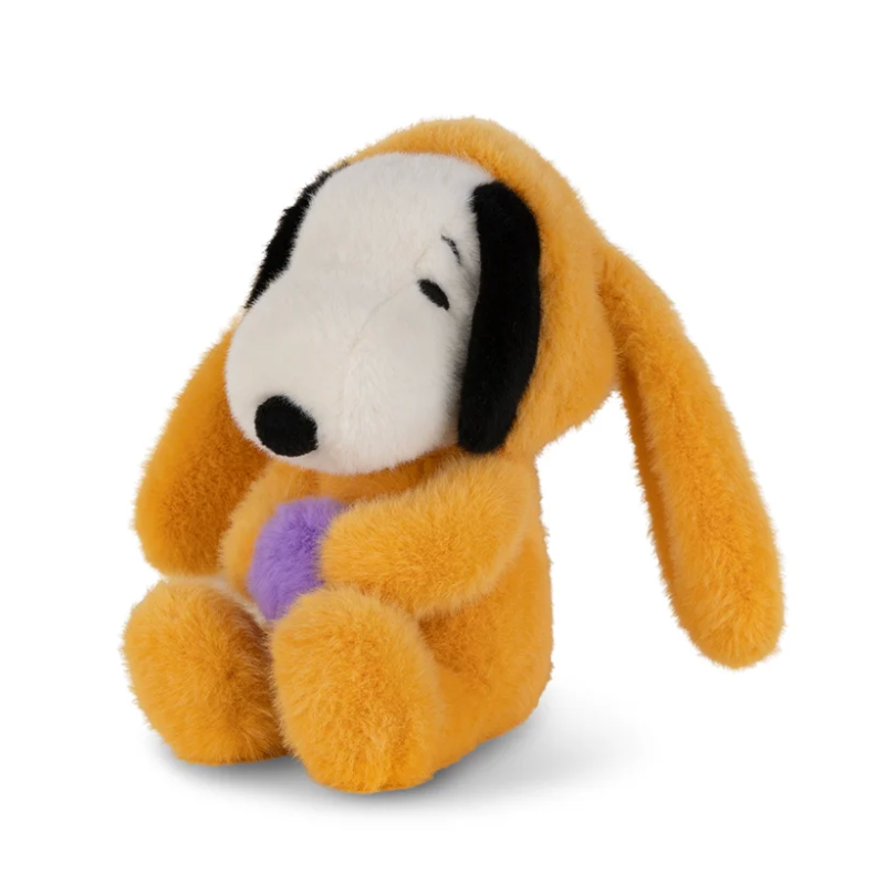 Bon Ton Toys Peanuts Easter Snoopy ECO Fuzzy Yellow plush toy, dressed in a fuzzy yellow bunny outfit.