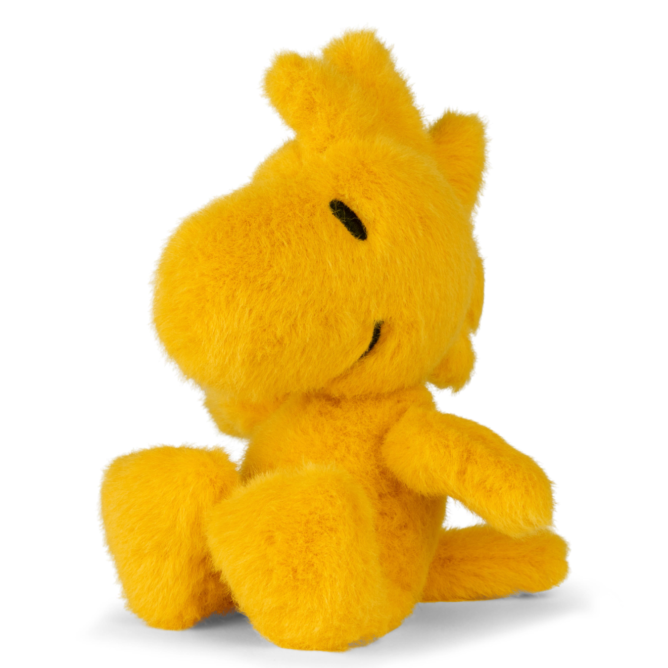 Bon Ton Toys Peanuts Woodstock ECO Fuzzy plush in bright yellow, soft texture, perfect cuddle buddy.