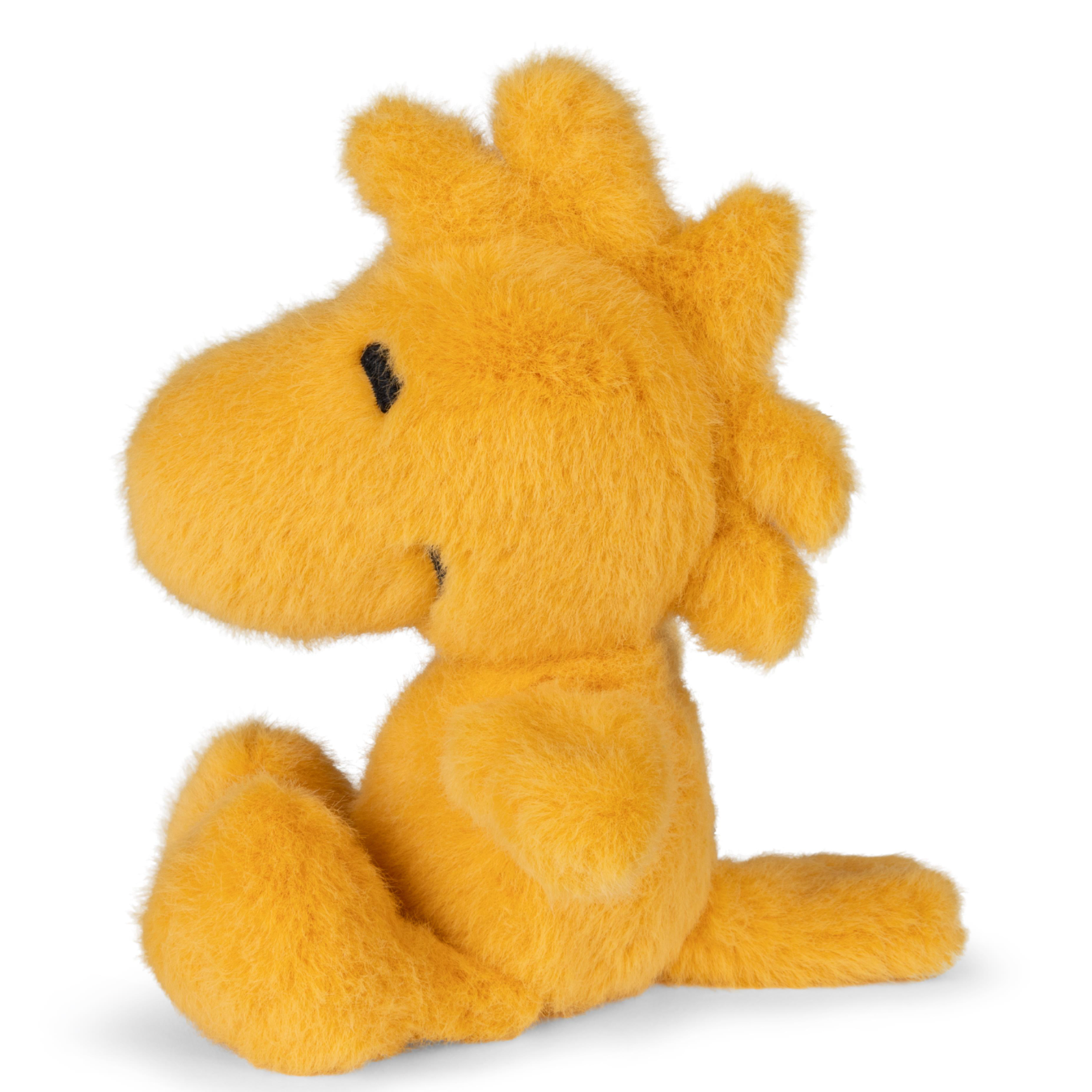Bon Ton Toys Peanuts Woodstock ECO Fuzzy plush toy in bright yellow, featuring soft texture and playful design.