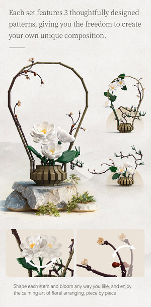 CaDA Floral Art Model Kits - Winter showcasing unique floral arrangements with delicate blossoms and natural stems.