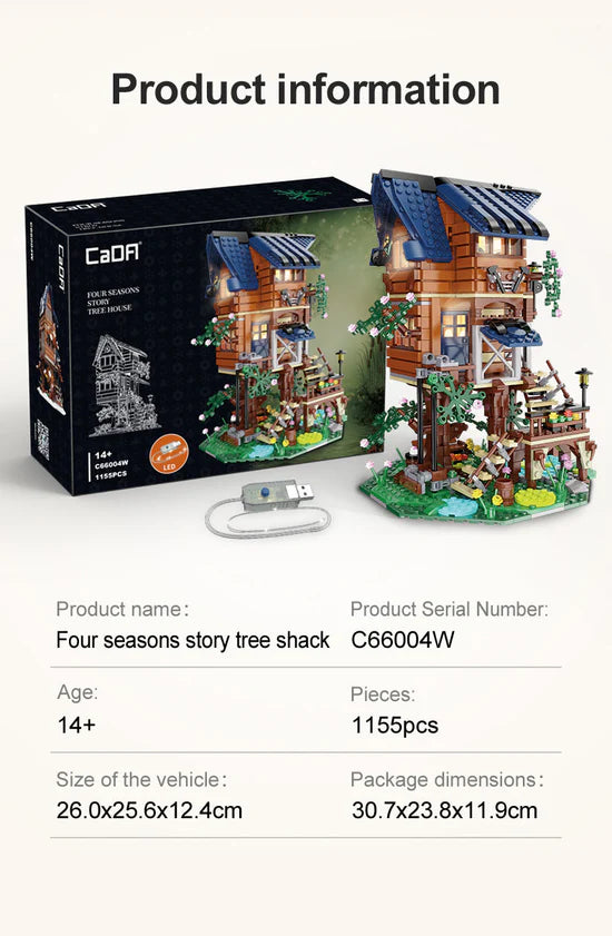 CaDA Four Season Story Tree Shack Brick Model Kits, image 3