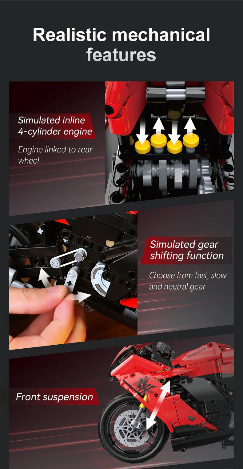 CaDA 1:6 Suzuki Hayabusa Motorcycle Brick Model Kits, image 8