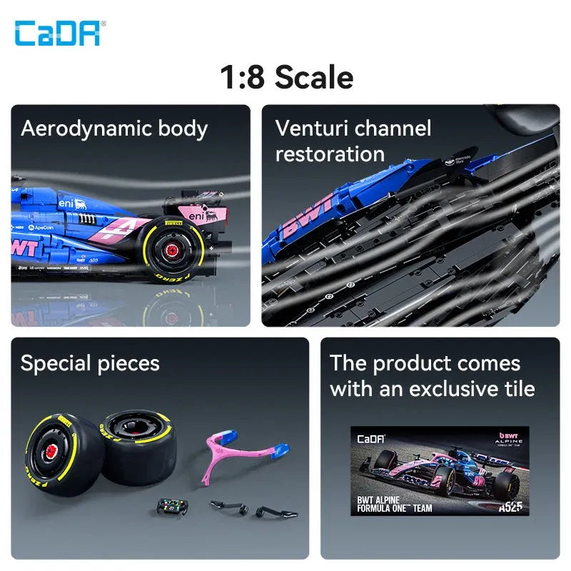 CaDA 1:8 BWT Alpine F1 Team A525 Building Set 2173pcs – C64012W, image 14