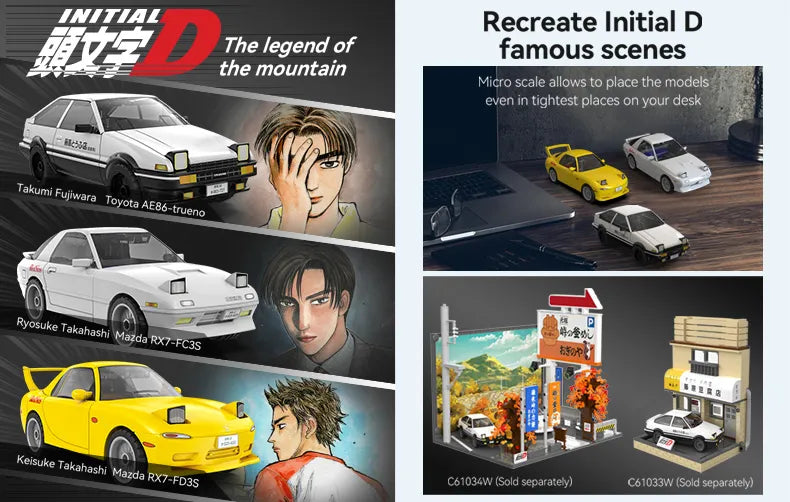 CaDA 1:35 Initial-D Toyota AE86 Trueno Car Brick Model Kits, image 4