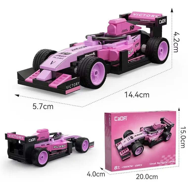CaDA Pink Circuit Racing Car 1:32 Scale Building Set - 123 Pieces - C55067W, image 3