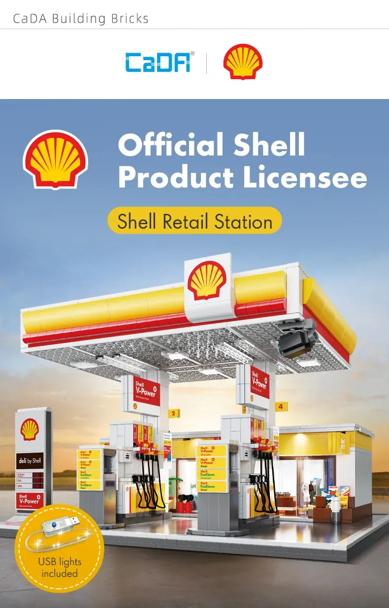 CaDA Shell Retail Station Building Set - 1309 Pieces - C66026W, image 3