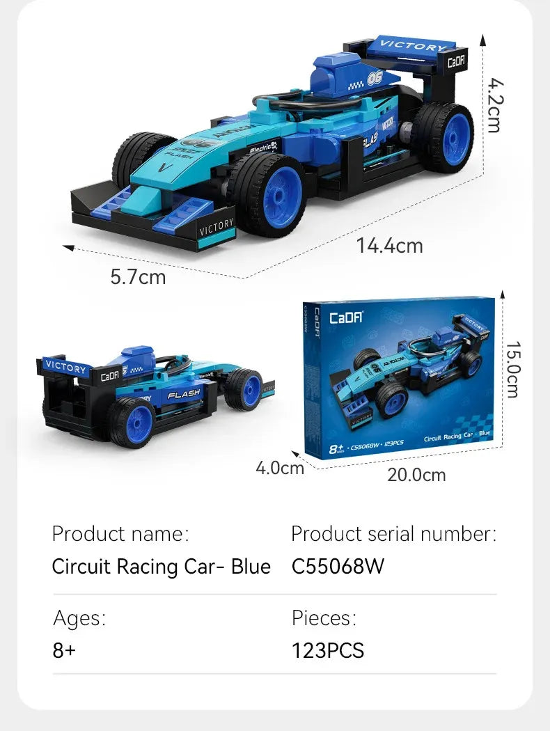 CaDA Weichang 06 Blue Racing Car 1:32 Scale Building Set - 123 Pieces - C55068W, image 3