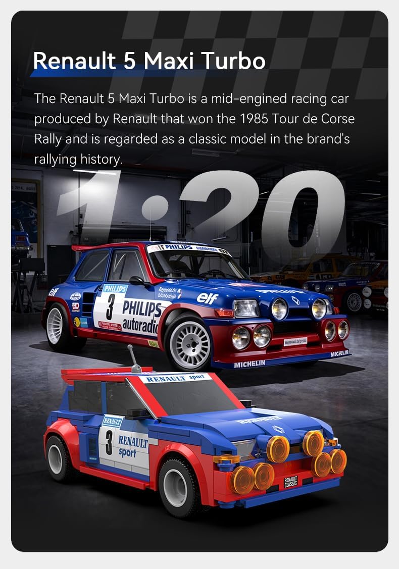 CaDA Renault 5 Maxi Turbo 1:20 RC Building Set - 282 Pieces - C51095W, image 4