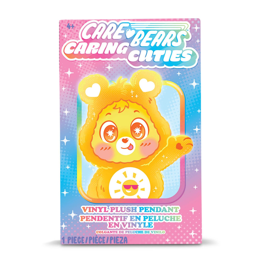 Care Bears Caring Cuties Plush Clip Blind Box featuring a cute vinyl plush character with expressive design.