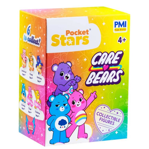 Care Bears Collectible Figure Blind Box packaging featuring colorful Care Bears characters and collectible figure details.