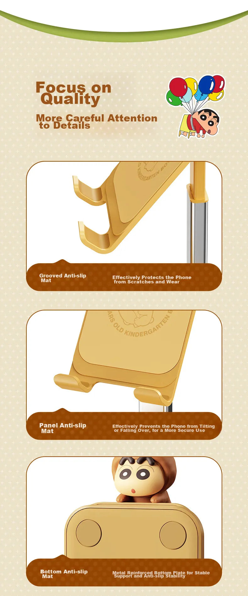 Crayon Shin-chan Foldable Desktop Phone Stand with Ornament, image 12