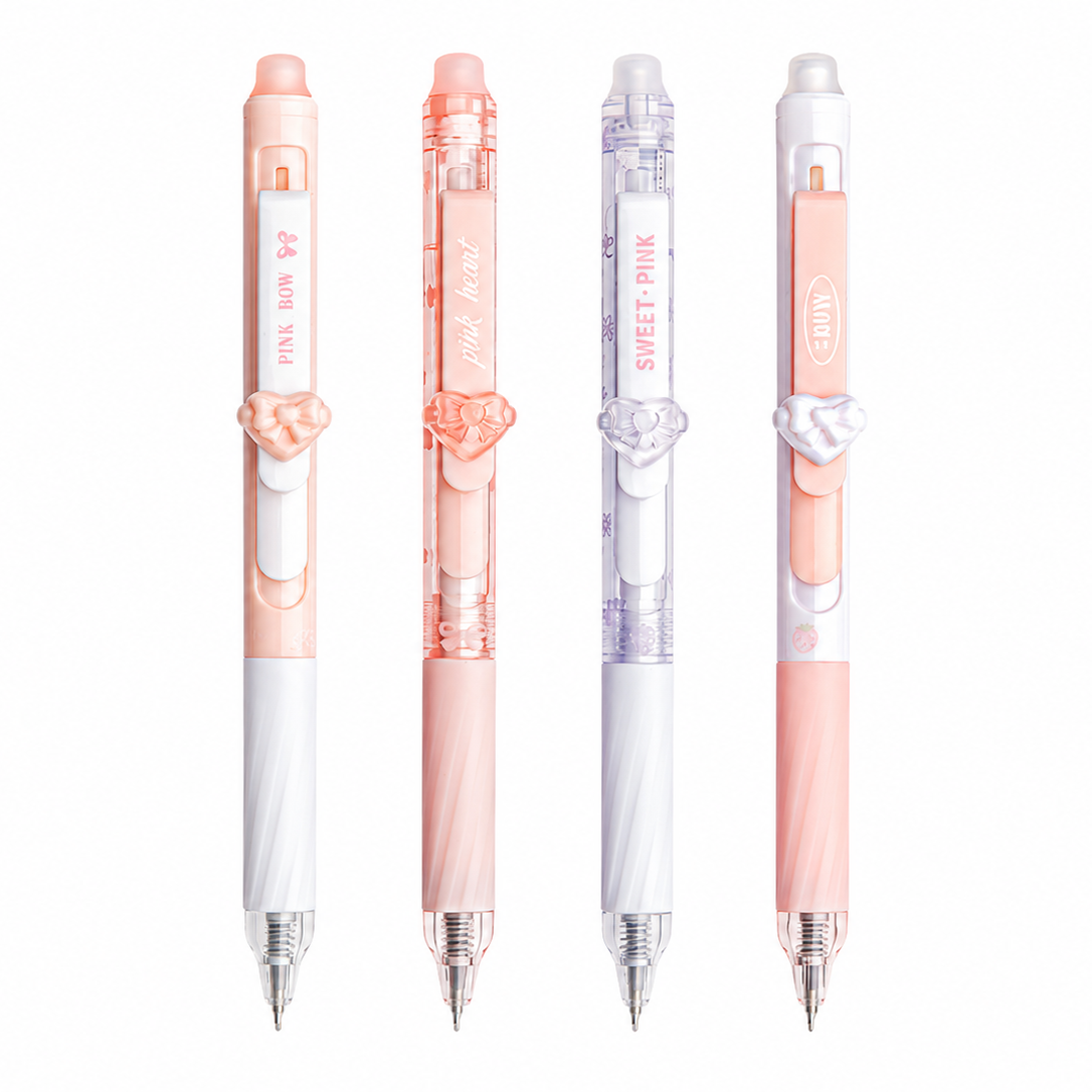 Cute 0.5mm Thermo-Erasable Gel Pen Set - 4 Pack, Crystal Blue or Black Ink, image 3