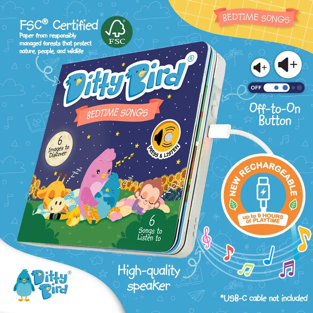 Ditty Bird Bedtime Songs Interactive Sound Book, image 5