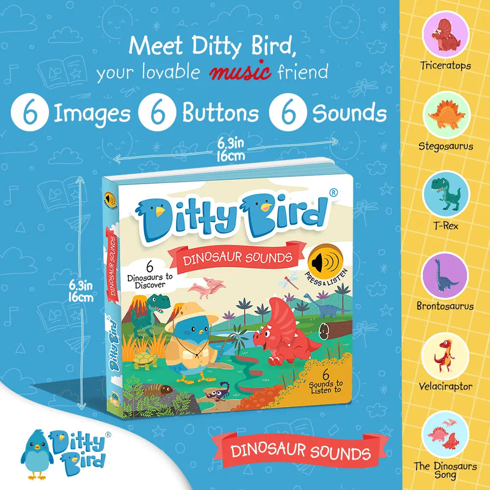 Ditty Bird Dinosaur Sounds Interactive Sound Book, image 4