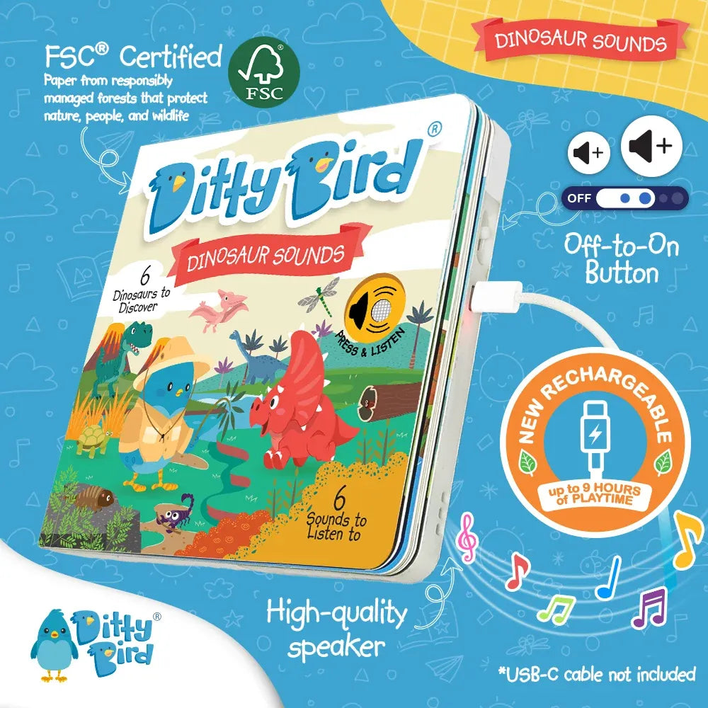 Ditty Bird Dinosaur Sounds Interactive Sound Book, image 3