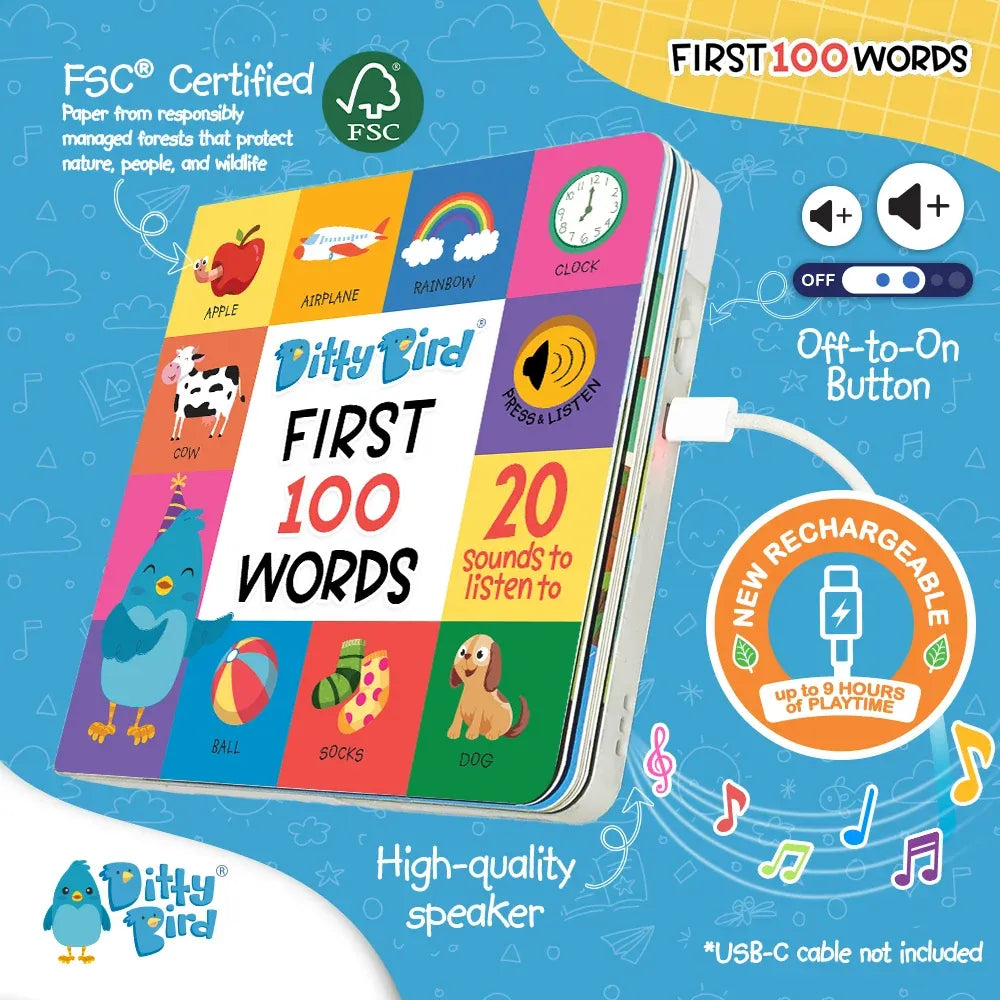 Ditty Bird First 100 Words Interactive Sound Book, image 3