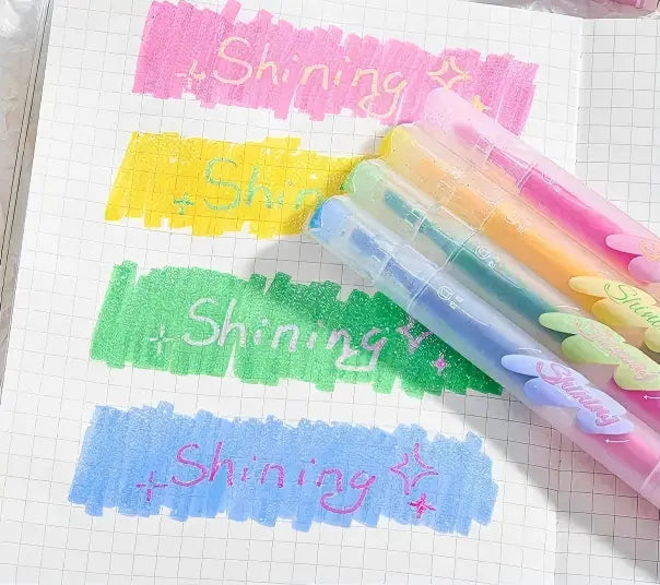 Dual-Tip Two-Colour Highlighter Pen Set - 4 Pack, 8 Colours, image 5