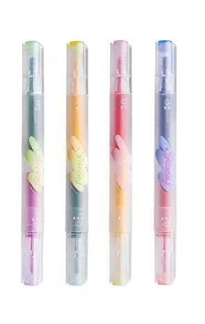 Dual-Tip Two-Colour Highlighter Pen Set - 4 Pack, 8 Colours