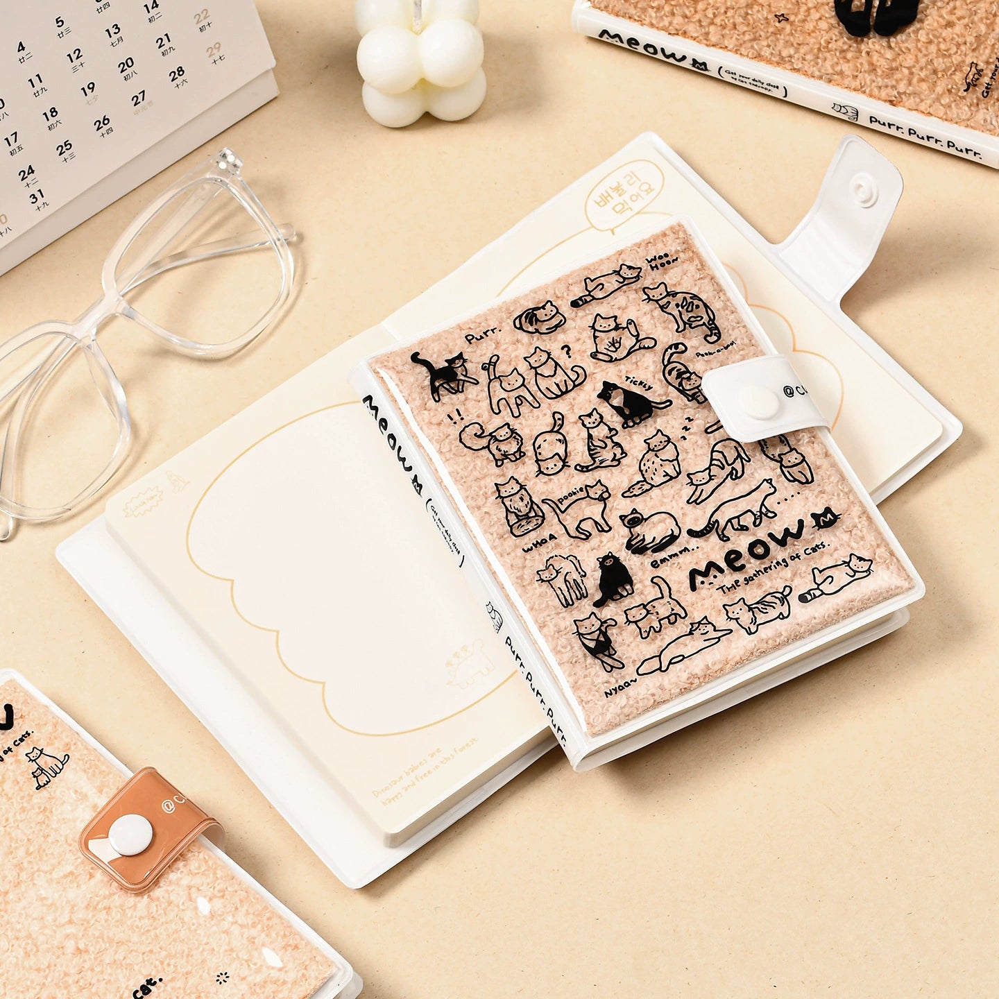 Esaer Meow Journal Notebook with PVC Cover – 4 Designs Assorted