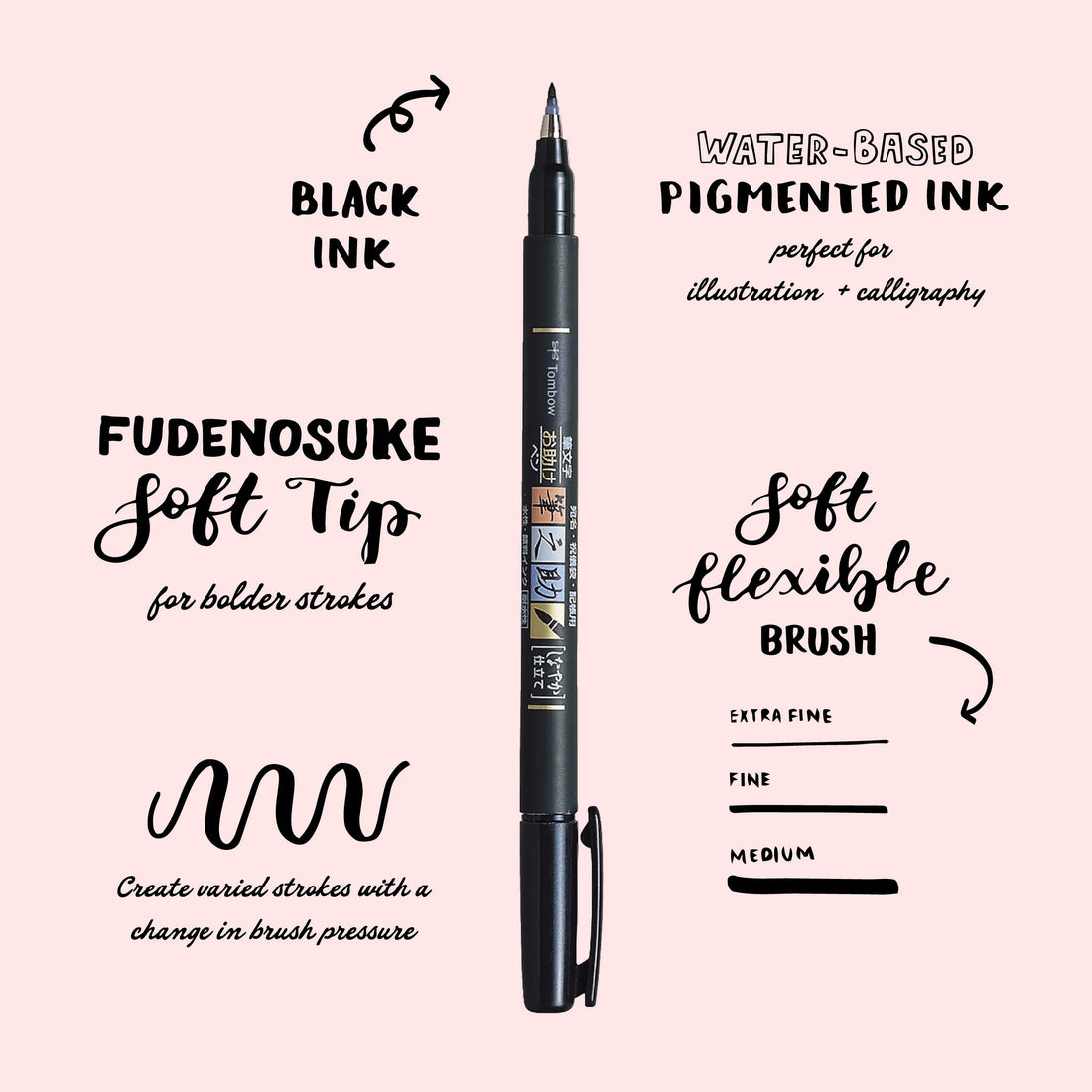 Tombow Fudenosuke Pigment Ink Brush Pen, image 3
