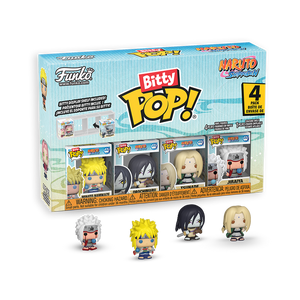Funko Bitty Pop! Naruto - Team 2 4PK featuring miniature characters including Jiraiya and Tsunade.