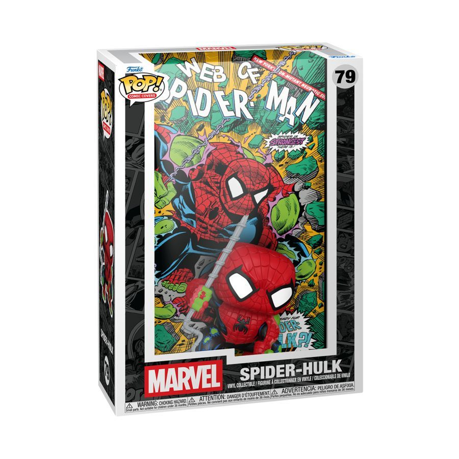 Funko Pop! Comic Cover Marvel - Spider-Hulk in packaging with iconic Spider-Man comic art background.