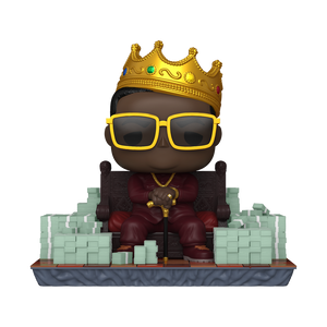 Funko Pop! Deluxe Notorious B.I.G. - Biggie collectible figure with crown and sunglasses.
