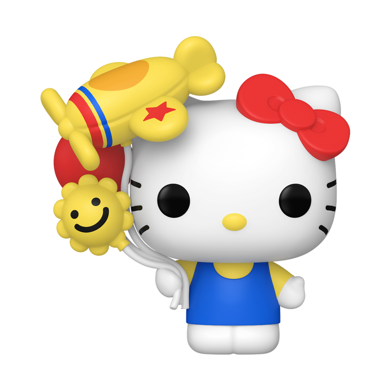Funko Pop! Hello Kitty - Hello Kitty with Plane Vinyl Figure holding a yellow airplane balloon and a smiling balloon
