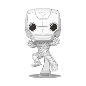 Funko Pop! Marvel - Iron Man Sketched Deco #1572 Vinyl Figure showcased in monochrome design.